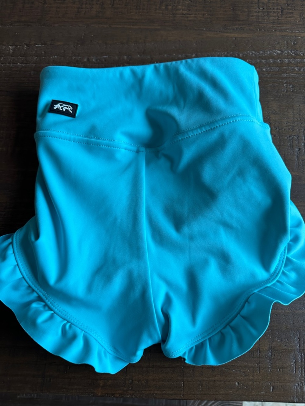 Girls Tiger Friday size girls medium Aqua Ruffle Hem Athletic Shorts
